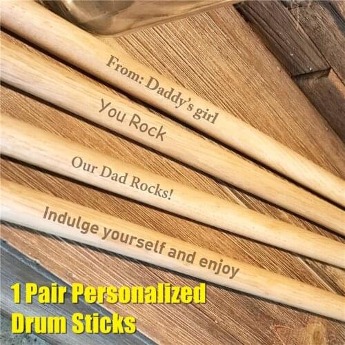 Drumsticks 1 Pair Personalized Custom Drummer Gift Size 5A Laser Engraved Maple Tips Wood Drum sticks Musician Dropshipping -20