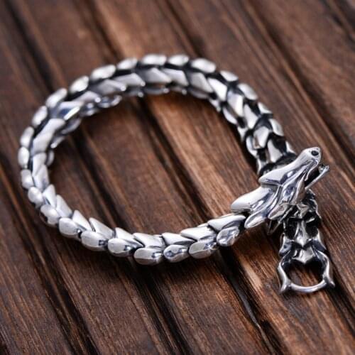 BOCAI New Real 100% Genuine Solid s925 silver Man bracelet keel bracelet bold personality and domineering trendy jewelry 18~24cm