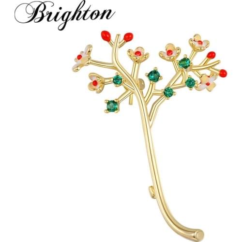 Brighton Cute Enamel Colorful Zircon Womens Pins Brooches Tree Alloy Brooch Fashion Accessories For Clothes Decoration Jewelry