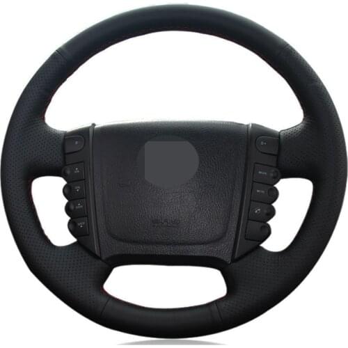 Car Steering Wheel Cover DIY Hand-stitched Black Genuine Leather For Ssangyong Rexton Rexton W Rodius