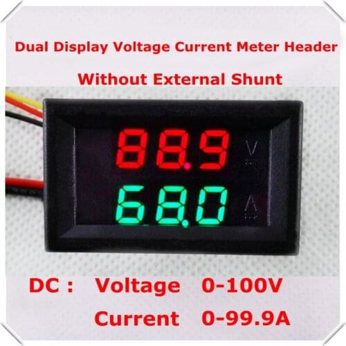 DC100V/100A Dual Digital Green Red LED Display Current Voltmeter Ammeter Multimeter Panel Tester Volt Amp Gauge with 100A Shunt