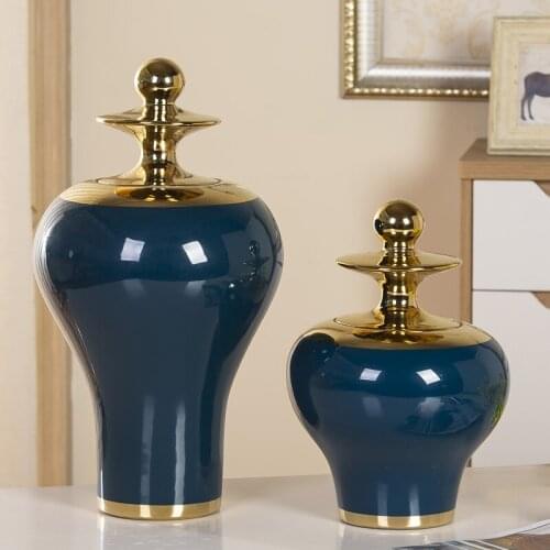 Jingdezhen Creative Popular Chinese craft ceramic artware porcelain mason antique vintage ginger jar porcelain jar vase blue