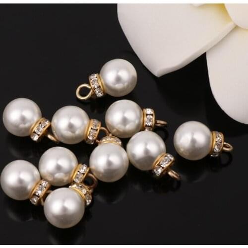 Hot 10pcs ABS Round Imitation Pearl Charm For Earring Bracelet Necklace Apparel Pendant Diy Jewelry Making Accessories Bijoux