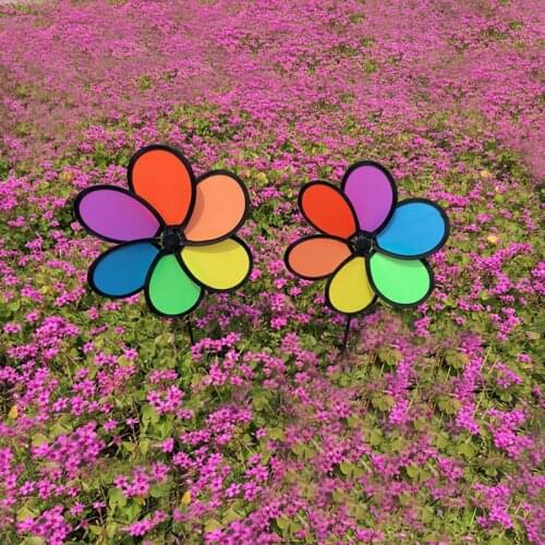 Colorful Rainbow Dazy Flower Spinner Wind Windmill Garden Yard Outdoor Decor Y4UD