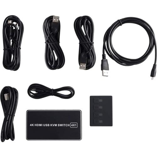 4 Port HDMI KVM Switch 4K USB HDMI KVM Switcher 4 in 1 Out Hot USB HDMI for Mouse Keyboard for Win10 for MAC