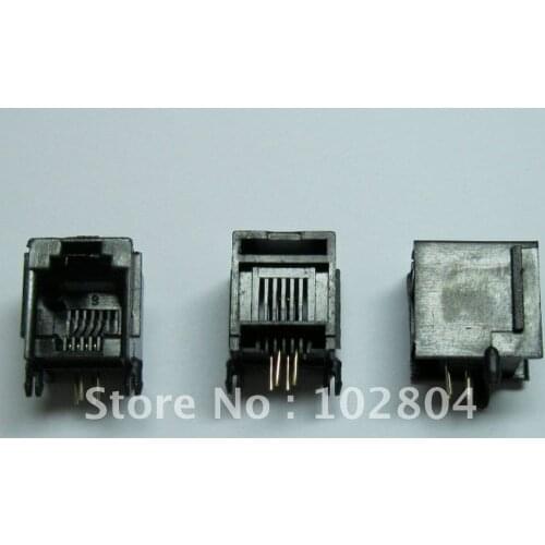 220 Pcs Black 6P4C With flange Side entry Modular Network PCB Jack Connector