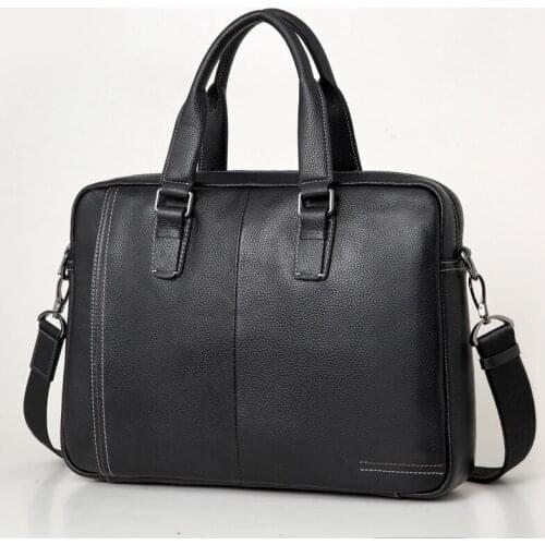 Mens Real-Leather Bag Mens Handbag Cross-Section Business Briefcase Leather Messenger Bag Leather Briefcase Computer Bag