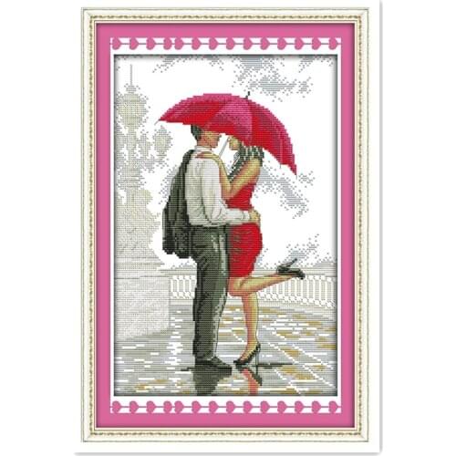 A Romantic Walking In The Rain Needlework Chinese Counted Cross Stitch Pattern Embroidery Cross Set Painting Cross Stitch Kit