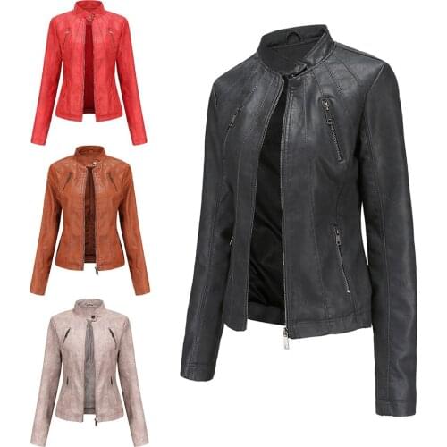 New Womens Fashion Short Leather Clothes Womens Thin Womens Jacket Small Coat Foreign Trade Leather Jacket Spring and Autumn