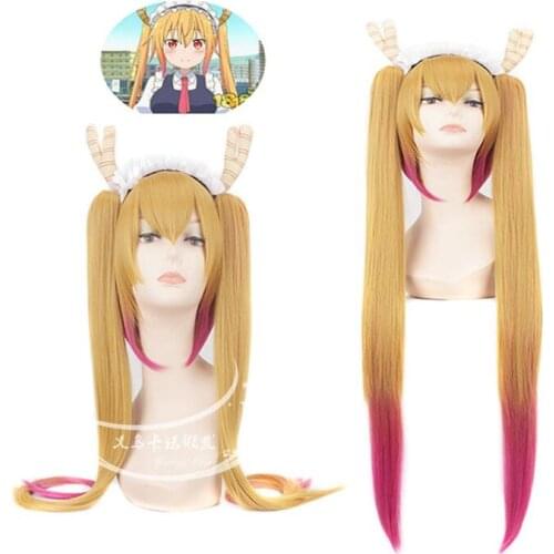 Miss Kobayashis Dragon Maid Tohru Cosplay Wig kobayashi Straight Mixed Ombre Long Straight Hair Wigs For Women NO Accessories