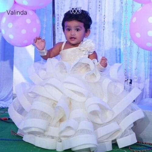 Tiered Ball Gown Baby Girls Birthday Dresses for Toddler Kids Clothing 2021 New Trending
