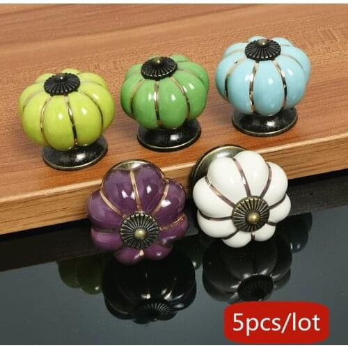 Various Color Pumpkin Ceramic Knobs and Handles Kids Children Furniture Hardware Accessories Kitchen Cupboard Cabinet Knob