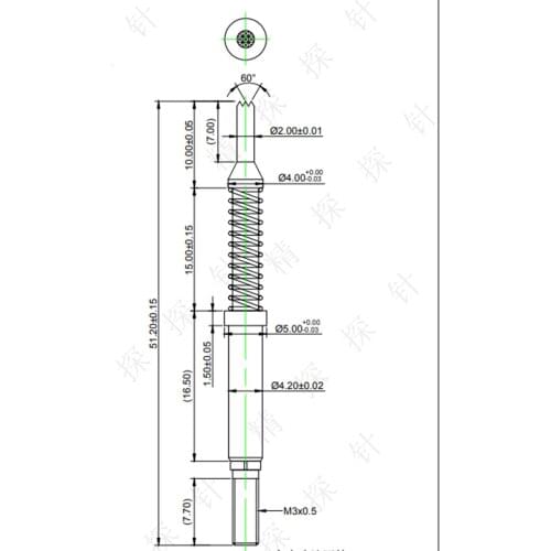 2 Pcs High Voltage Spring Test Probes PH-420H(2.0x51.2) Pogo Pin Rated Current 15A Gold Plated TIP styles Sockets