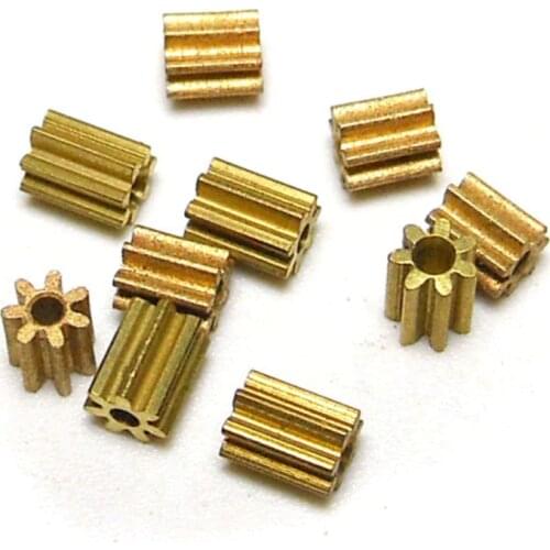Metal 71B 0.3M Copper Gear 7 Teeth 1MM Loose Fit Hollow Cup Motor Gear 5PCS/LOT