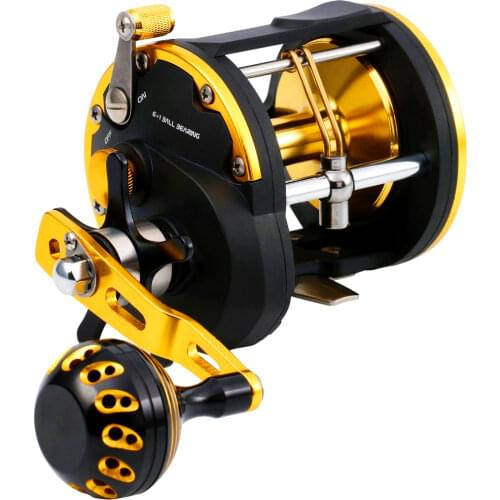 Sougayilang 6+1BB Strong Trolling Fishing Reel Right Hand Casting Sea Fishing Reel Baitcasting Drum Reel Boat Fishing Tackle