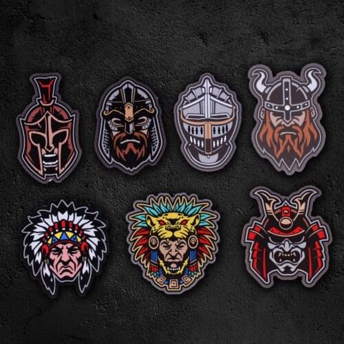 Spartan Aztec Indian Viking Europe Japan Patch Heat Transfer DIY Print On Tactical Badge For Clothes Jacket Backpack Appliques