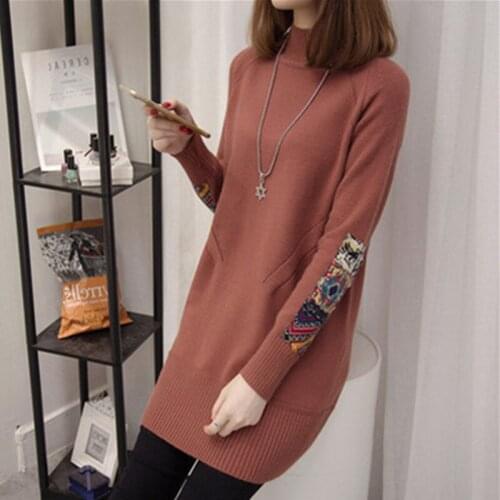 Knitting Solid Sweaters New Long Sweaters Women 2021 Autumn Winter Korean Half-High Collar Clothes for Female Pullover Warm