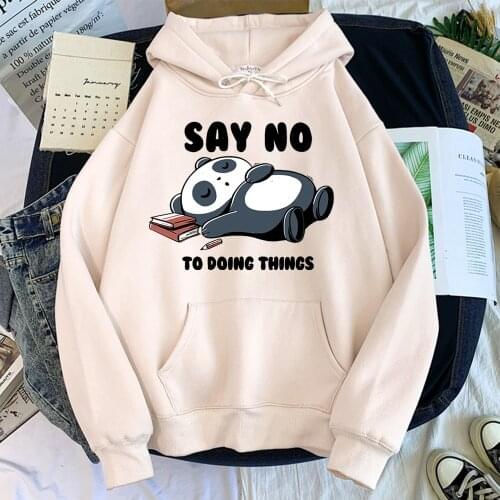 Hoody Sleeping Panda Says No Printing New Womens Hoodie Plus Size Warm Female Hoodies Streetwear Fashion Sweatshirts For Women