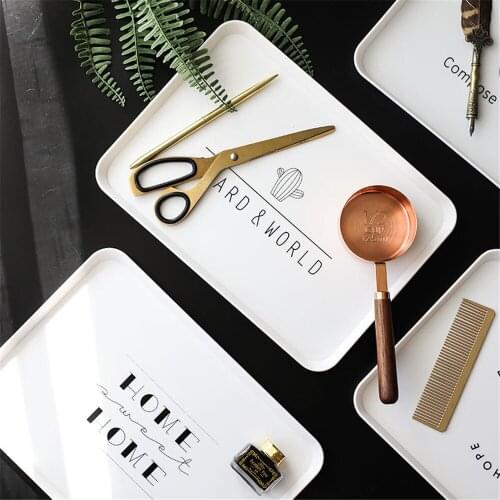 Creative Geometric Storage Tray White PP Snack Dessert Serving Trays Breakfast Bread Fruit Dish Jewelry Display Plate Home Decor