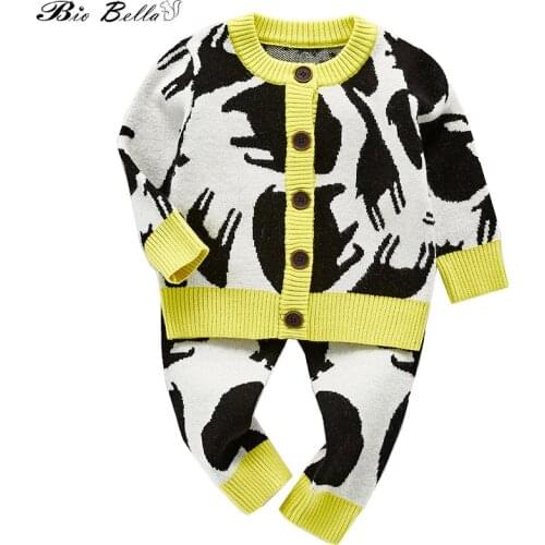 2021 Spring Autumn Clothes Set Newborn Infant Boy Girl Clothing Pants+Tops Cartoon giraffe Sweater 0-24M Baby Clothes Sweaters
