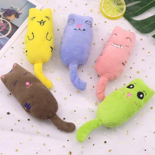 Funny Interactive Fancy Pet Plush Teeth Grinding Catnip Toy Claws Thumb Bite Cat Mint Kitten Playing Pillow Supplies Scratcher