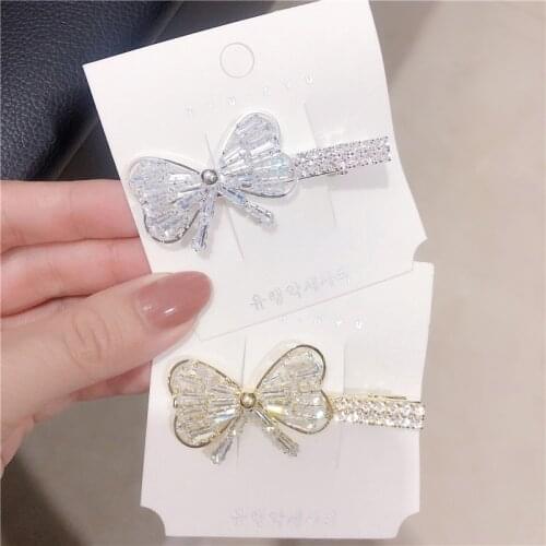 1PC Glittering Bow knot Alloy Rhinestone Hair Clips For Womens Elegant Girls Hair Grips Hairpin Hair Accessories HeadWear