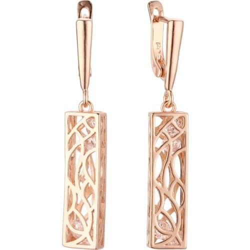 Earrings for Women 2020 Long Earring Luxury 585 Rose Gold Earring OL Style Cubic Zircon Fashion Korean Earrings