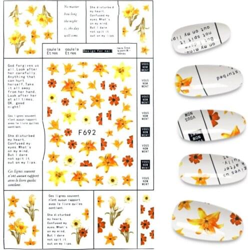 1 Sheet 3D Nail Sticker Flower Leaves Slider Transfer Nail Stickers Nail Art DIY Transfer Sticker Decals Decoration
