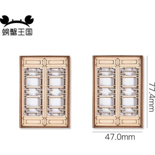 10pcs Dollhouse mini Furniture Miniature Doll accessories Chinese Style Wooden Movable Window