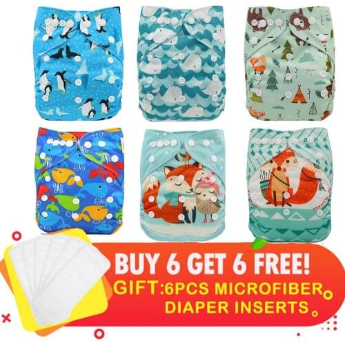 12PCS/Pack Wholesale Price 6 PCS Suede Cloth DiaperWith 6 PCS Microfiber Inserts 2020 Ohbabyka Waterproof Cloth DIapers for Girl