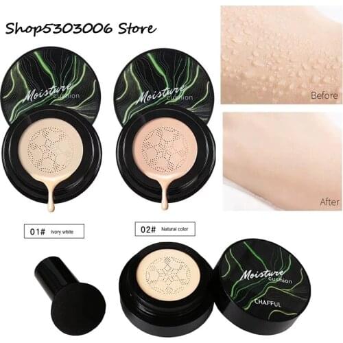 2Pcs CC Cream Cushion for Face Mushroom Head Beauty Cream Cushion Compact BB Korean Makeup Moisturizing Foundation Air-permeable