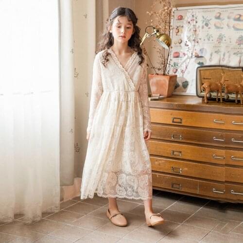 2021 Embroidered Teenager Dress Girl Kids Children Clothing Summer Spring Long Sleeve Dress Girls Fashion baby Clothing Autumn