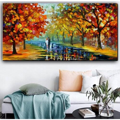 5d Cross Stitch diamond painting Autumn Lovers Street view Full Diamond embroidery square round diy mosaic diamond Picture N1475