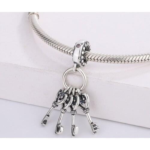 925 Sterling Silver LOVE Key Heart Multi Style Finely Crafted Small Hidden Message Stones Pendant Charm Bracelet DIY Jewelry