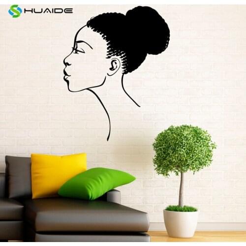 Africa African Girl Wall Decal Beauty Salon Vinyl Stickers Home Bedroom Decoration Wall Poster Art Murals Vinilos Paredes A114