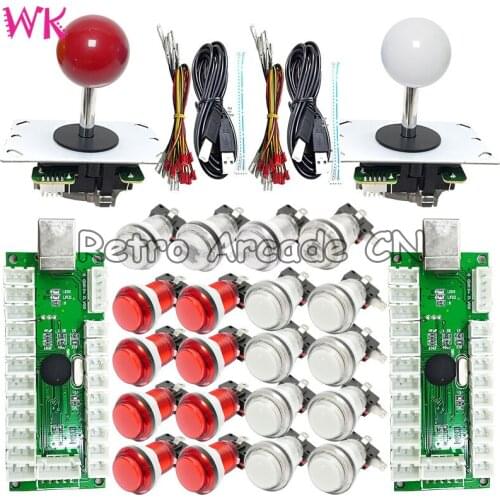 Arcade joystick pc 2 Player DIY Kit LED Buttons Microswitch USB Controller Encoder Cable To PC MAME Raspberry Pi