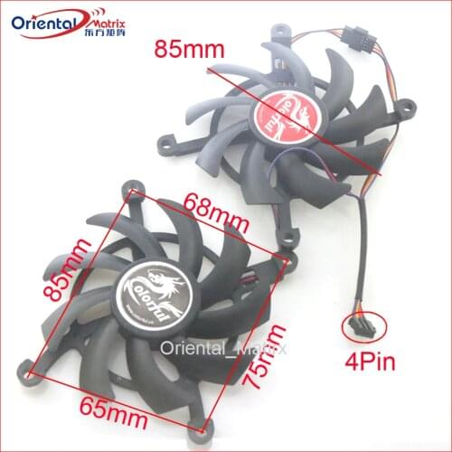 Free Shipping 2pcs/Lot 12V VGA Fan For Colorful GTX1660 1650 1660S RTX2060S Graphics Card Cooling Fan 4Wire 4Pin