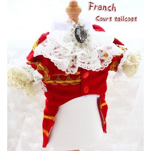 Free Shipping Handmade Dog Clothes European Court Style Pet Suit Lace Cuffs Collar Twin Sets Apparel Cat Poodle Maltese