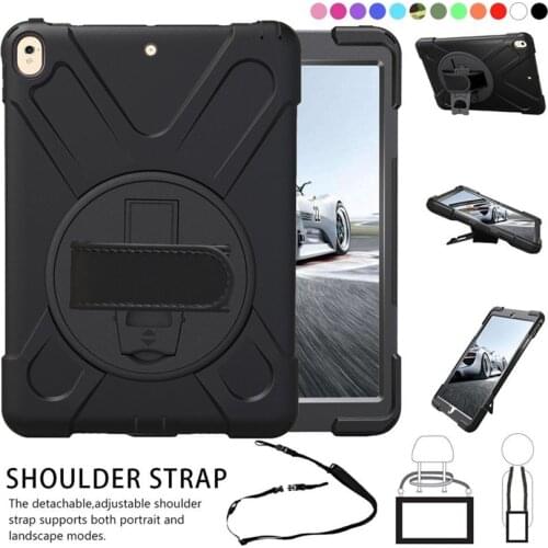 For iPad Pro 10.5 Kids Safe Case,For iPad air 3 2019 10.5'' 360 rotating stand silicon+PC cover Shockproof with shoulder strap