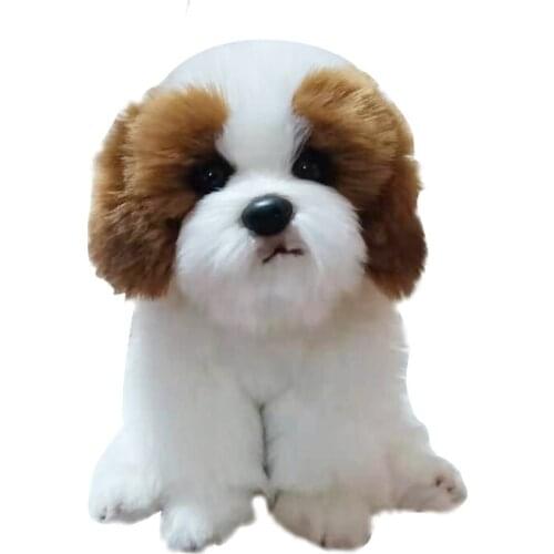 Dorimytrader quality soft animal lying poodle plush toy pet animals squatting dog pekingese dogs doll kids gift car decoration