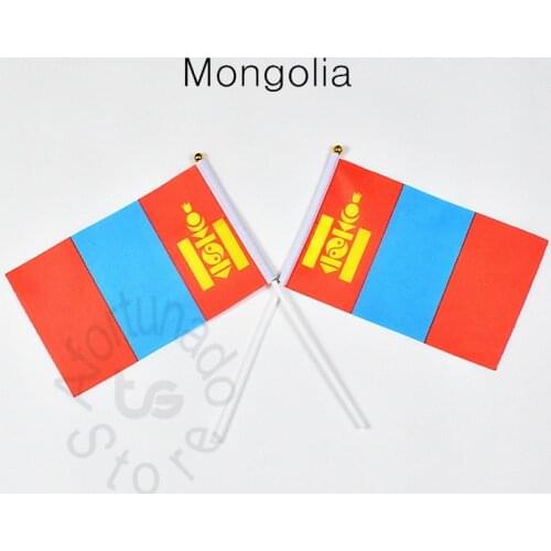 Mongolia 14*21cm flag Banner hand waving National flag Home Decoration flag banner