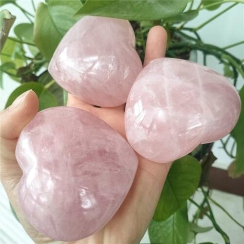 Hot Natural Rose Crystal Heart Pink Quartz crystals and stones heart healing gifts