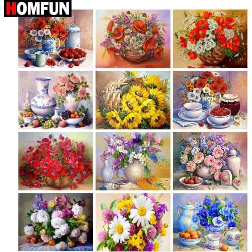 HOMFUN Full Square/Round Drill 5D DIY Diamond Painting "Colored flowers" 3D Diamond Embroidery Cross Stitch Home Decor Gift