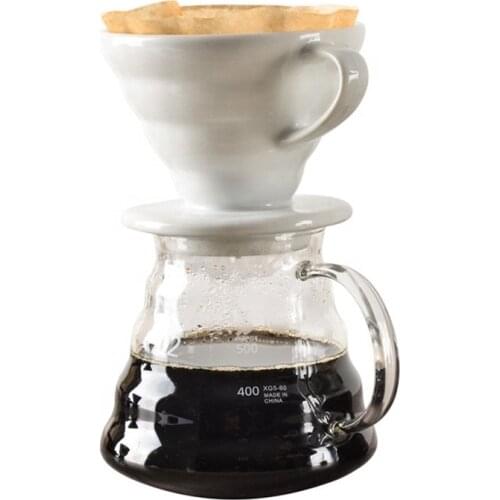 Ceramic Coffee Dripper V60 Porcelain Cone Brewer Pour Over Filter Barista Espresso Maker Machine Percolator with Paper Filters