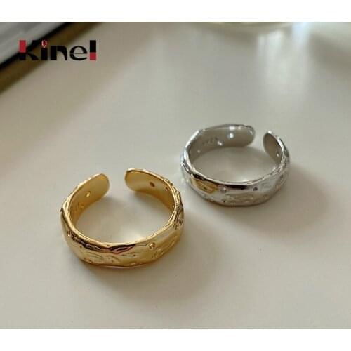Kinel 2020 New arrival 925 Silver Ring Irregular Handmade Concave Convex Open Wide Rings For Women Europe Fine Jewelry