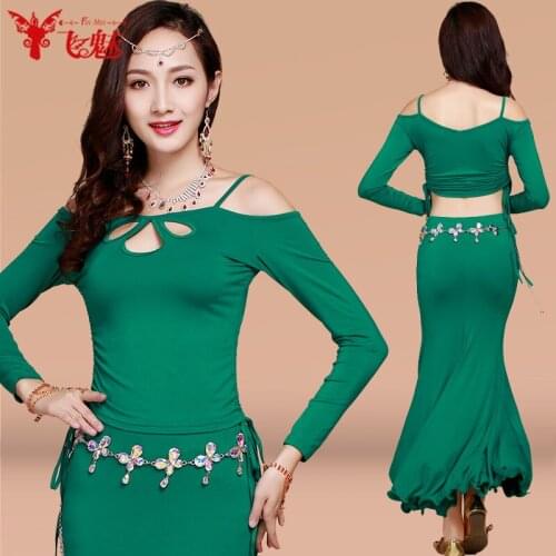2016 sexy Belly dance costume Modal Set (Top +long skirt)2pcs/suit Dance side Drawstring performance clothing