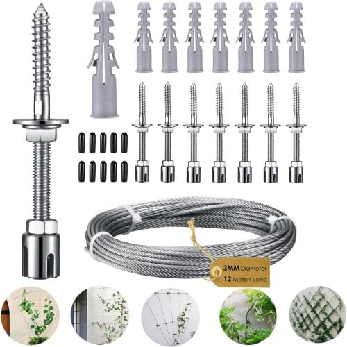 20pcs Climbing Plants Stainless Steel Cross Clamps Green Wall Wire Trellis Hubs Kits for 1/8" Wire Rope Cable Garden Vines