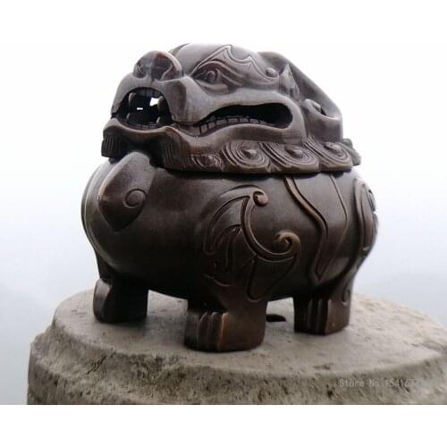 Antique copper alloy mythical beast incense burner household indoor auspicious decoration sandalwood incense burner