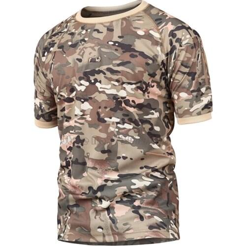 Summer Tactical Camouflage T Shirt Men Quick Dry Short Sleeves Solid Army Combat T-Shirt Casual Breathable O Neck Shirts