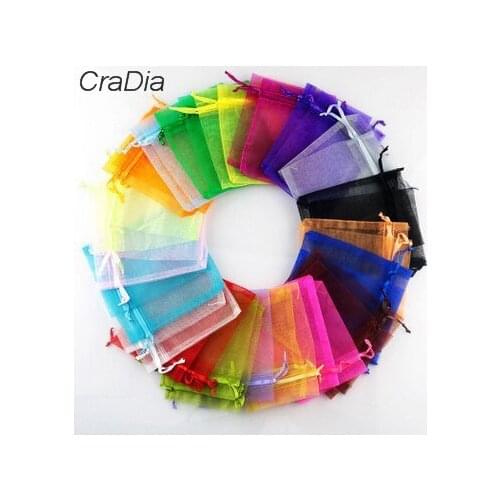 Epackfree 100pcs 9*7 9*12 10*13 10*15 Drawable Organza Jewelry Bags Embalagem Para Presente Christmas Wedding Gift Bags
